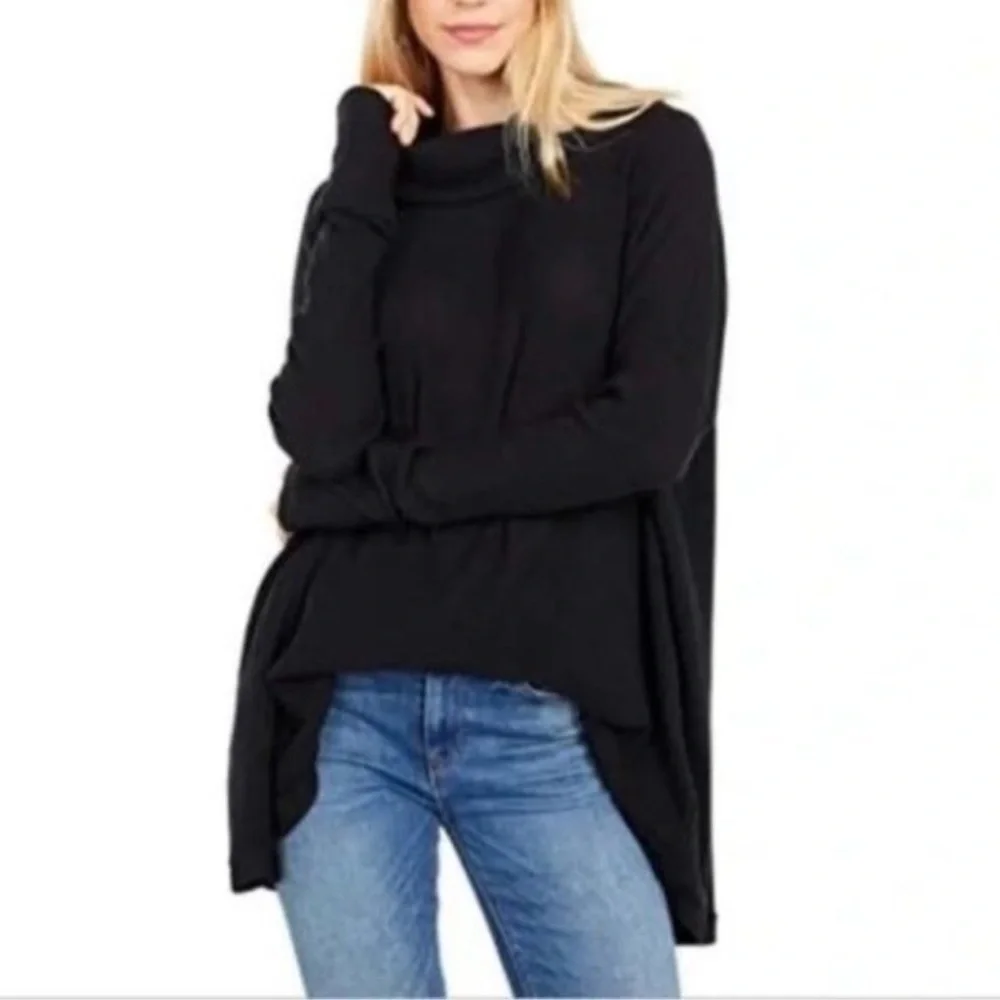Free People Juicy Long Sleeve Cowl Neck Top Women Color Black Size M